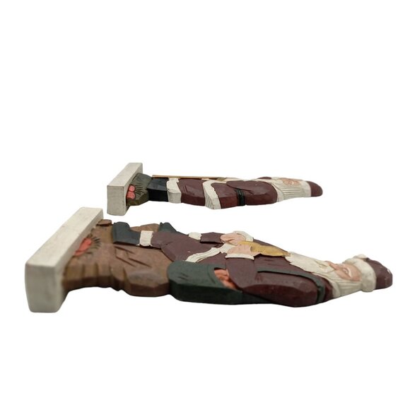 Hand-Carved Wooden Santa Claus Figurines Set Of 2 - Picture 6 of 7